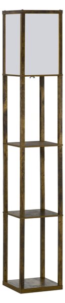 HOMCOM Lampă de Podea cu 3 Rafturi Integrate, Design Modern din MDF, 26x26x160 cm, Lemn Natural | Aosom Romania
