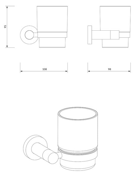 Omnires Modern Project cană pentru spălat dinți transparent-crom MP60320CR