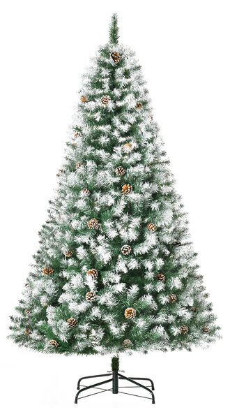 HOMCOM Brad de Crăciun Înzăpezit cu Conuri, Brad Artificial cu Deschidere Automată și Bază Pliabilă, Ø103x180 cm, Verde | Aosom Romania