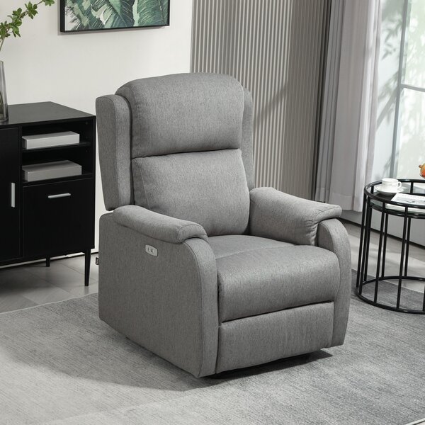HOMCOM Fotoliu Relax Electric Reclinabil cu Port USB, Gri Închis | Aosom Romania