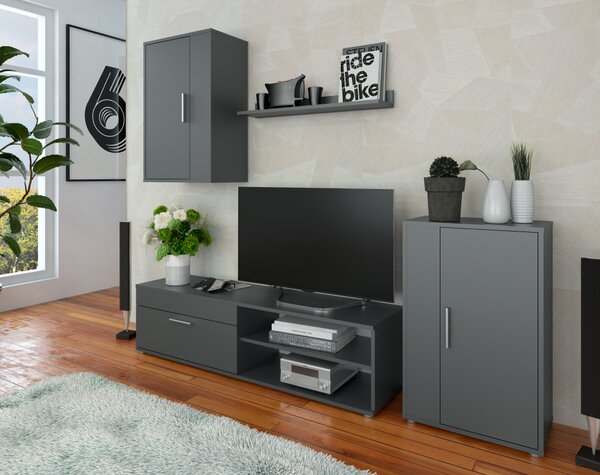 KONDELA Perete living, grafit, KEVIN