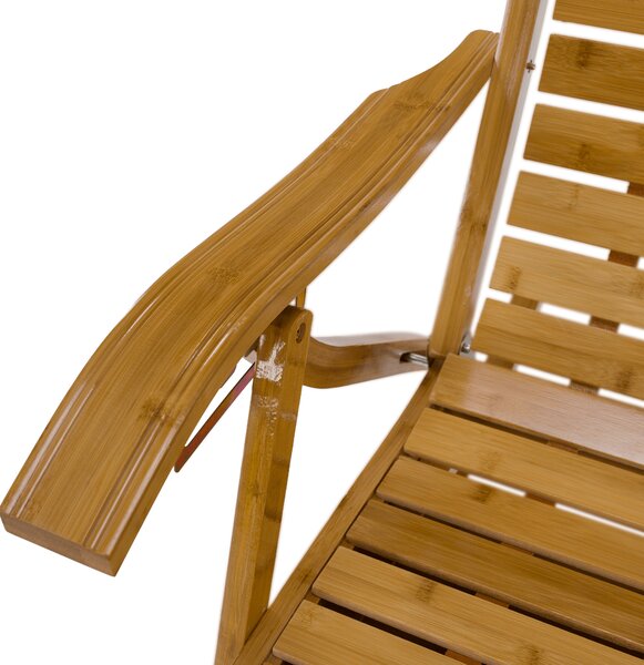 KONDELA Scaun balansoar de grădină, poziţionabil, natural, bambus, FLOS