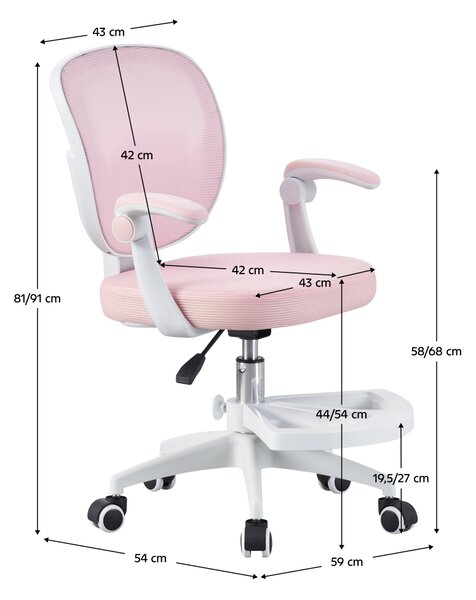 KONDELA Scaun pivotant, roz/alb, TRIXI TYP 1