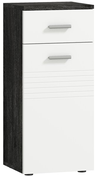 Kleankin Dulap Baie din Lemn cu Sertar și Rafturi, Design Alb și Negru | Aosom Romania