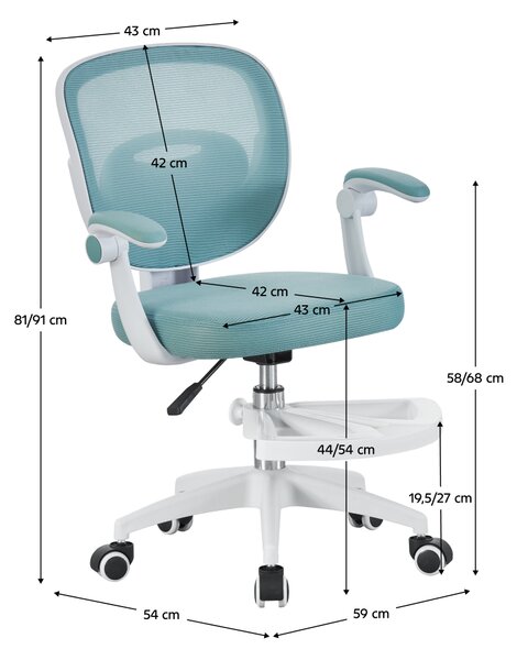 KONDELA Scaun pivotant, neomint/alb, TRIXI TYP 1