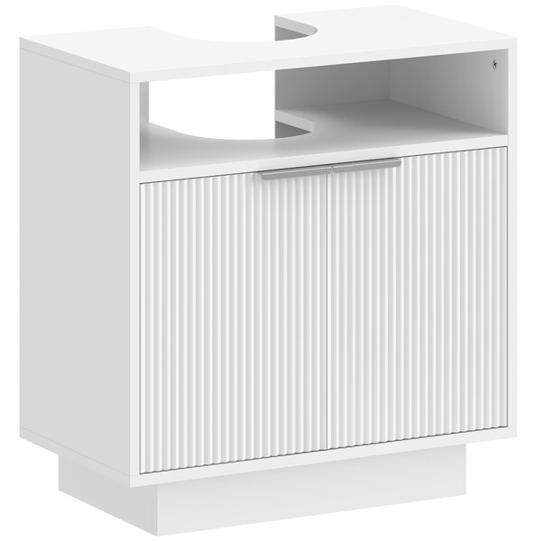 HOMCOM Dulap de Baie Sub Chiuvetă cu Raft Interior Ajustabil Alb | Aosom Romania