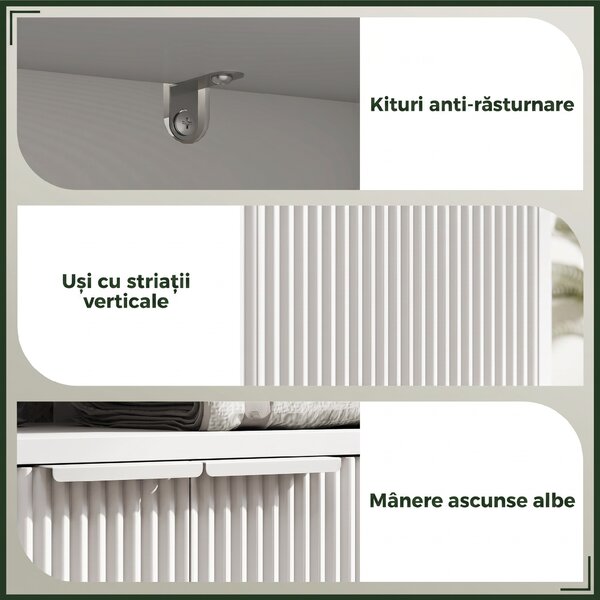 HOMCOM Dulap de Baie Sub Chiuvetă cu Raft Interior Ajustabil Alb | Aosom Romania