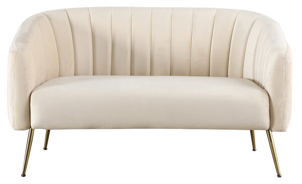 KONDELA Canapea de design cu 2 locuri, ţesătură Velvet bej/gold crom-auriu, BAGY