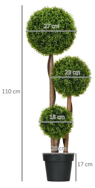 HOMCOM Plantă Artificială de Buxus cu 3 Ffere și Frunze de Bambus | Aosom Romania