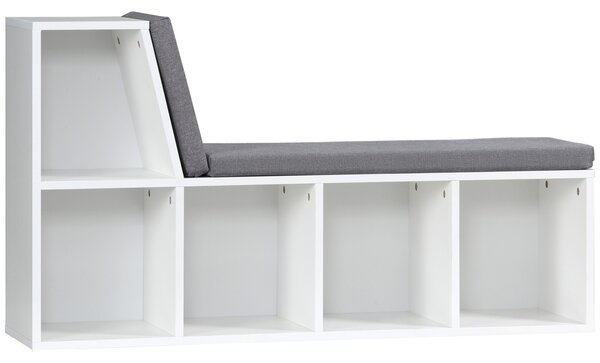 HOMCOM Bibliotecă Modulară cu 5 Rafturi Deschise și 2 Perne, Mobilier pentru Living, Dormitor și Birou, Gri Alb | Aosom Romania