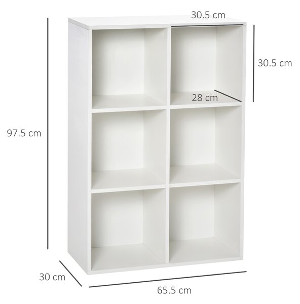 HOMCOM Mobile Libreria a 6 Cubi Moderno a Parete in Legno Bianco | Aosom Romania