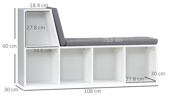 HOMCOM Bibliotecă Modulară cu 5 Rafturi Deschise și 2 Perne, Mobilier pentru Living, Dormitor și Birou, Gri Alb | Aosom Romania