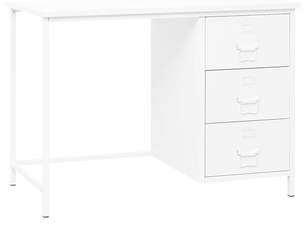 Birou cu sertare, alb, 105x52x75 cm, oțel, industrial