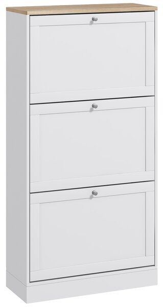 HOMCOM Dulap Îngust pentru Pantofi cu 3 Sertare și Rafturi Reglabile pe 2 Niveluri, 60x23,5x115 cm, Negru | Aosom Romania