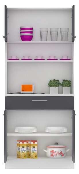 KONDELA Dulap de bucătărie cu patru uşi, alb/grafit, DOMIS NEW