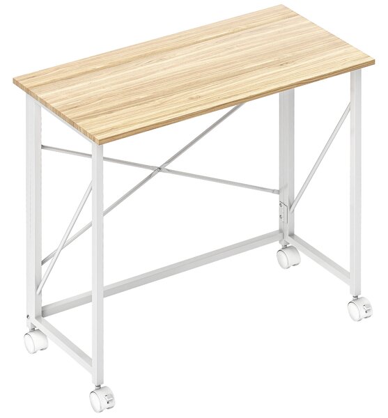 HOMCOM Masă pliabilă de 80 cm pe roți - Ton natural | Aosom Romania