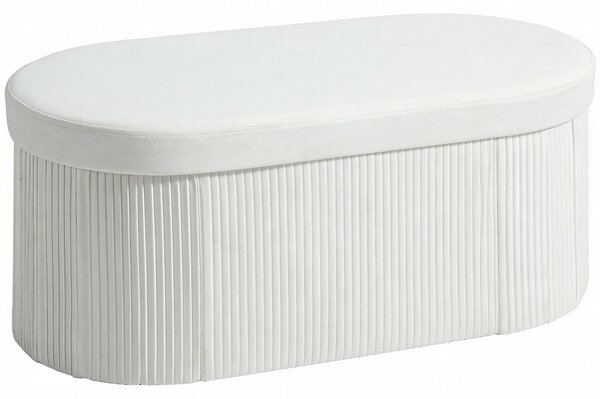 HOMCOM Taburet cu Spațiu de Depozitare Pliabil, Bancă Modernă Tapițată cu Material Catifea, Suport pentru Picioare cu Compartiment de 72L pentru Living și Dormitor, 76x38x35 cm, Crem | Aosom Romania