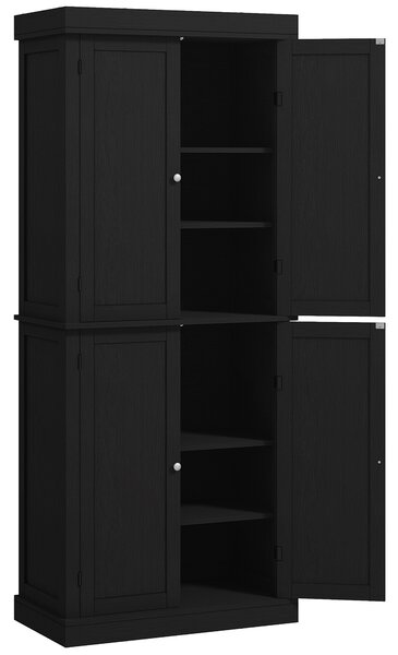 HOMCOM Dulap Înalt de Bucătărie cu 6 Rafturi și 2 Uși, Dulap cu Rafturi Reglabile din Lemn, 76x40,5x184 cm, Alb | Aosom Romania