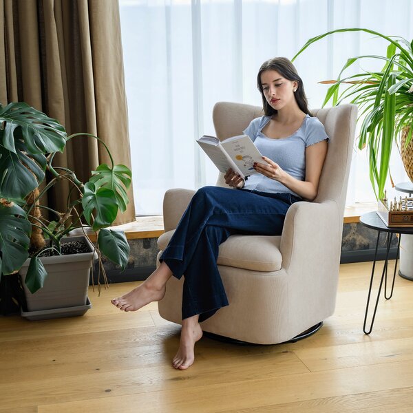 KONDELA Scaun pivotant de relaxare, gri-bej, MAREN