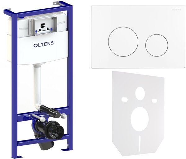 Set cadru încastrat Oltens Triberg 50001000, buton de spălare Oltens Lule 57102000, 49301000