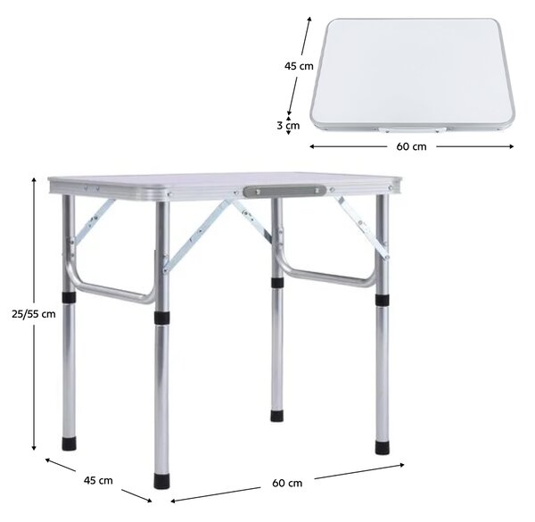 KONDELA Masă de camping pliabiăla, 60 cm, aluminiu/MDF, KEPI TYP 2