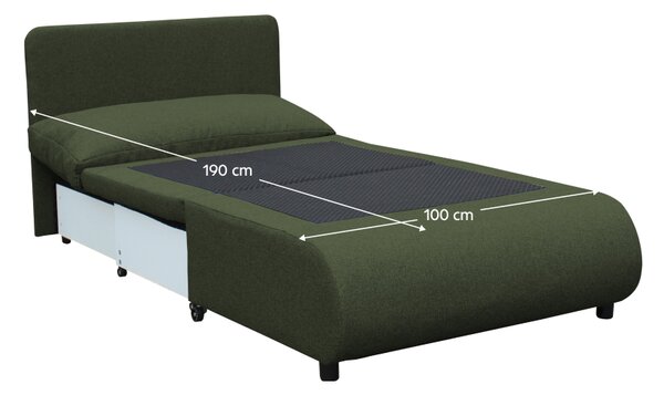 KONDELA Fotoliu extensibil cu spaţiu de depozitare, verde, FLIK