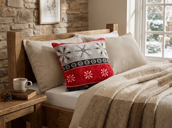Husa din microplus pentru pernuta SNOWY FOREST 45x45 cm, gri