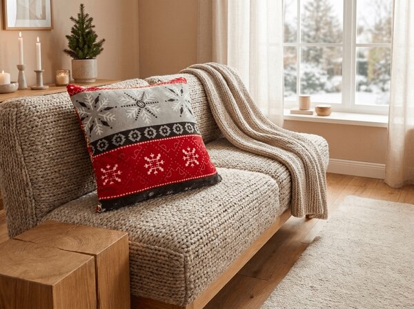 Husa din microplus pentru pernuta SNOWY FOREST 45x45 cm, gri