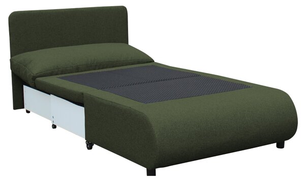 KONDELA Fotoliu extensibil cu spaţiu de depozitare, verde, FLIK