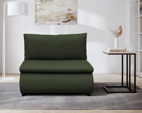 KONDELA Fotoliu extensibil cu spaţiu de depozitare, verde, FLIK