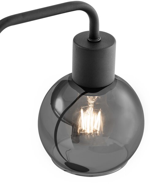 Lampă de masă Art Deco neagră cu sticlă fumurie - Vidro