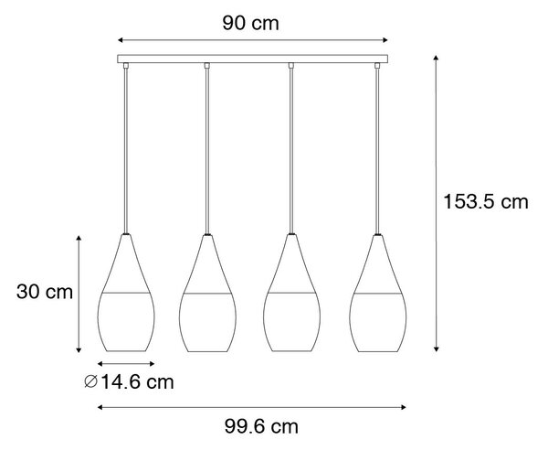 Lampă suspendată modernă neagră cu sticlă opal 4 lumini - Drop