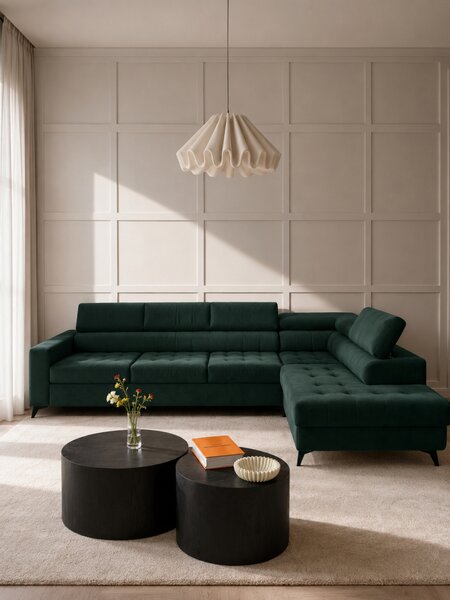 Colțar extensibil Nardo Maxi dreapta - verde catifea Bluvel 78