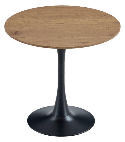 KONDELA Masă de sufragerie, stejar/negru, diametru 80 cm, REVENTON NEW