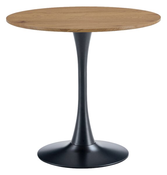 KONDELA Masă de sufragerie, stejar/negru, diametru 80 cm, REVENTON NEW
