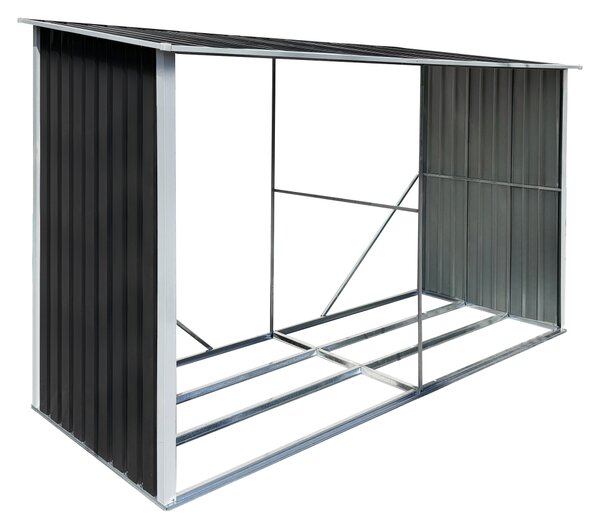 KONDELA Magazie pentru lemn, antracit/alb, 302x121,5x191 cm, DARYL TIP 3