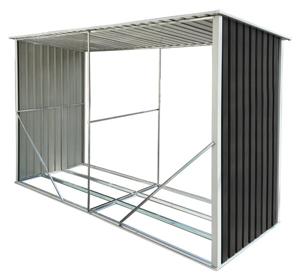 KONDELA Magazie pentru lemn, antracit/alb, 302x121,5x191 cm, DARYL TIP 3