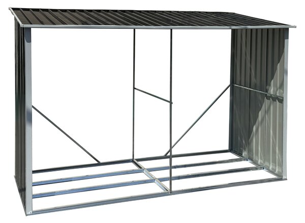 KONDELA Magazie pentru lemn, antracit/alb, 302x121,5x191 cm, DARYL TIP 3