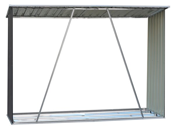 KONDELA Magazie pentru lemn, antracit/alb, 217x82x154 cm, DARYL TIP 2