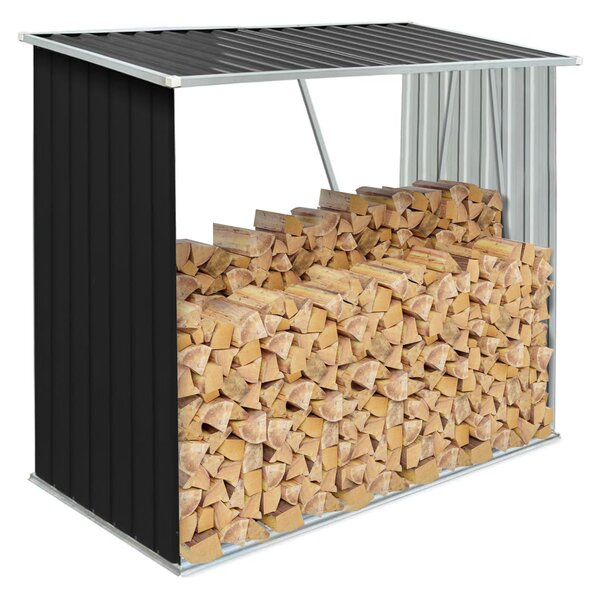 KONDELA Magazie pentru lemn, antracit/alb, 163x82x160 cm, DARYL TIP 1