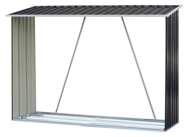 KONDELA Magazie pentru lemn, antracit/alb, 217x82x154 cm, DARYL TIP 2
