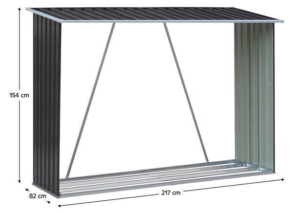 KONDELA Magazie pentru lemn, antracit/alb, 217x82x154 cm, DARYL TIP 2