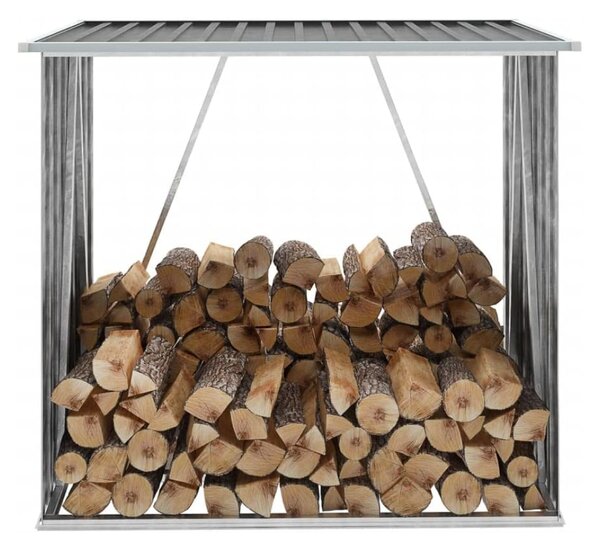 KONDELA Magazie pentru lemn, antracit/alb, 163x82x160 cm, DARYL TIP 1
