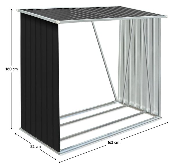 KONDELA Magazie pentru lemn, antracit/alb, 163x82x160 cm, DARYL TIP 1