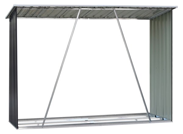 KONDELA Magazie pentru lemn, antracit/alb, 217x82x154 cm, DARYL TIP 2
