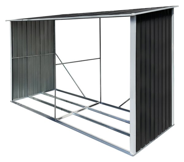 KONDELA Magazie pentru lemn, antracit/alb, 302x121,5x191 cm, DARYL TIP 3