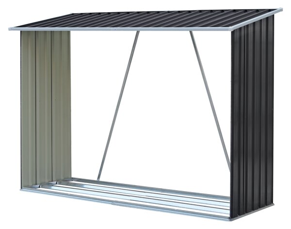 KONDELA Magazie pentru lemn, antracit/alb, 217x82x154 cm, DARYL TIP 2