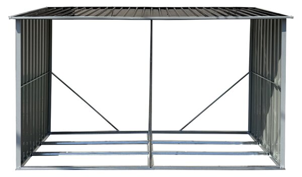 KONDELA Magazie pentru lemn, antracit/alb, 302x121,5x191 cm, DARYL TIP 3