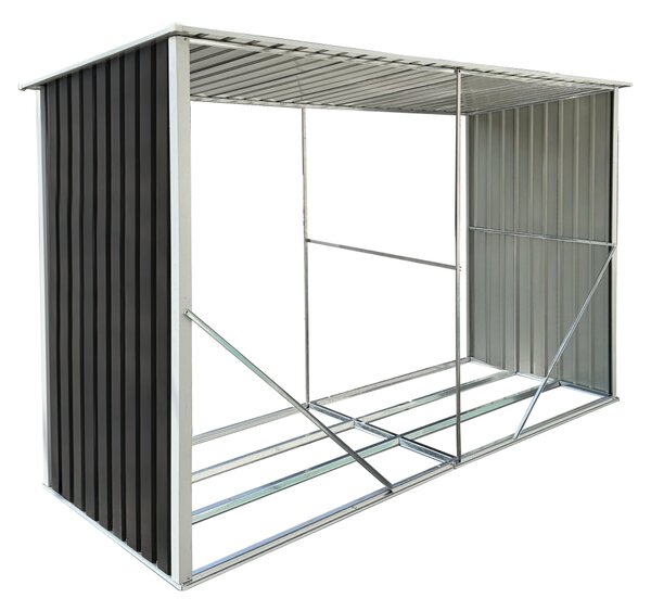 KONDELA Magazie pentru lemn, antracit/alb, 302x121,5x191 cm, DARYL TIP 3