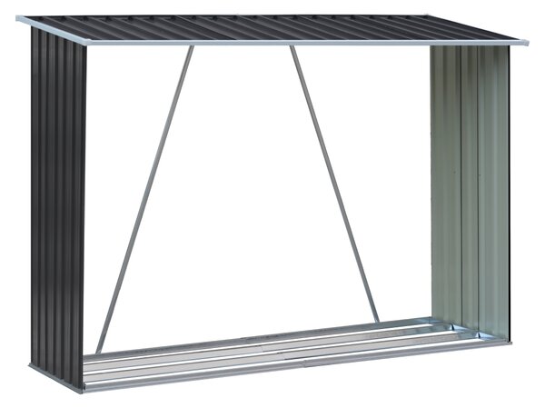 KONDELA Magazie pentru lemn, antracit/alb, 217x82x154 cm, DARYL TIP 2